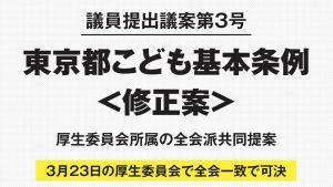 東京都こども基本条例に対する修正案（厚生委全会派共同提案）