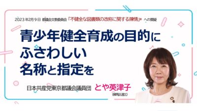 青少年健全育成の目的にふさわしい名称と指定を(不健全図書の改称に関する陳情への質疑)