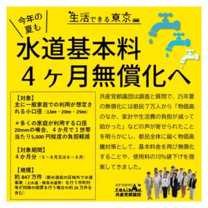 今年の夏も 水道料金4か月無償化へ